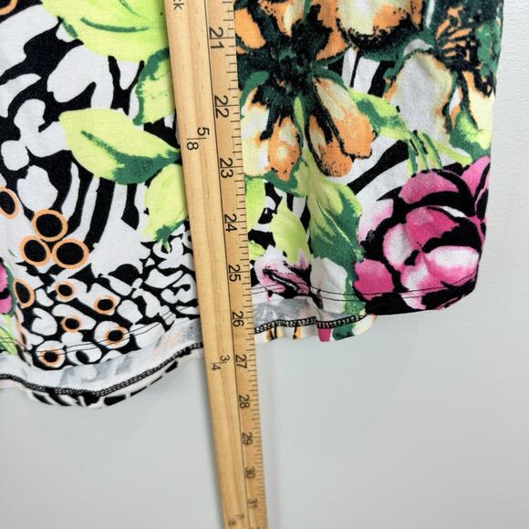 Chicos Top Women 3 US XL Multi Floral Blouse Colorful Stretchy Bloomcore Mature - Picture 8 of 8